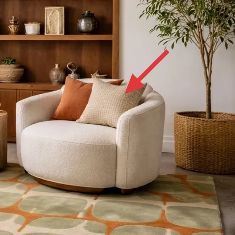 throw pillows (orange and cream)