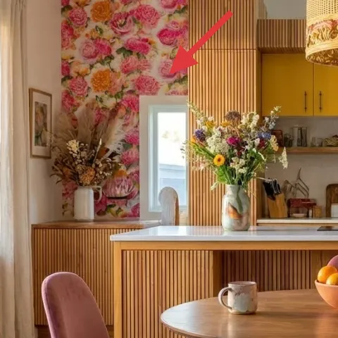 floral wallpaper accent (peel-and-stick)