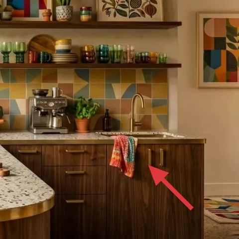folded dish towel on the counter