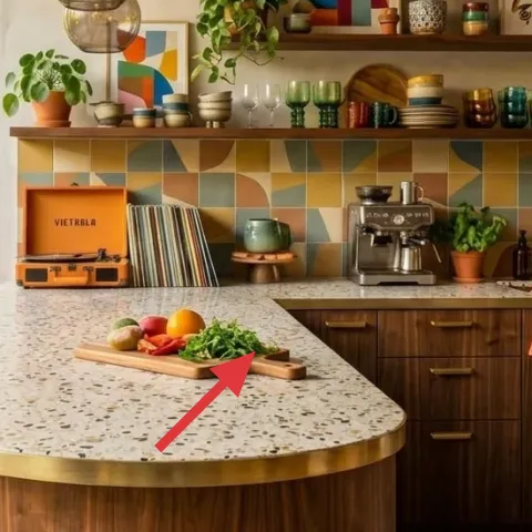 wood cutting board on the countertop